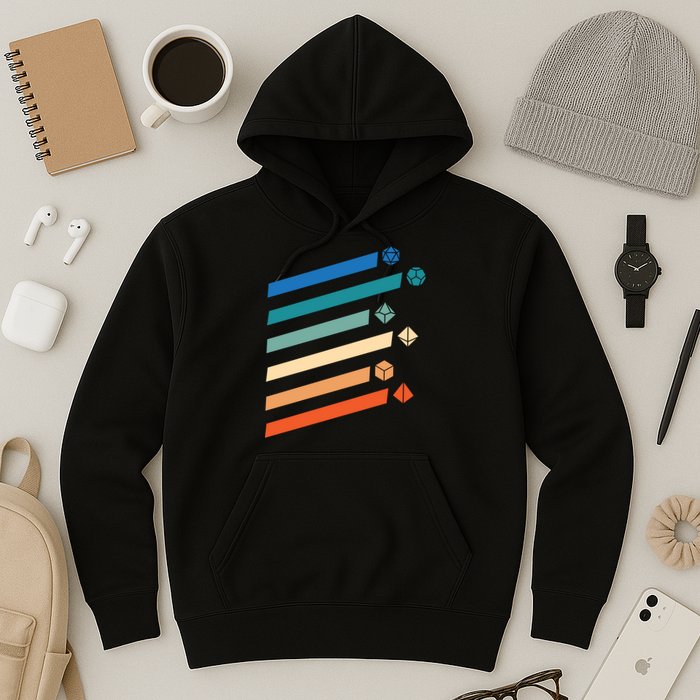 Tabletop RPG Dungeon Dice Retro Vintage D Dice Hoodie