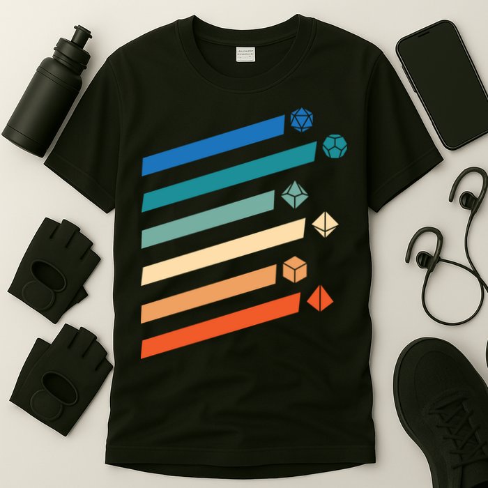 Tabletop RPG Dungeon Dice Retro Vintage D Dice T-Shirt