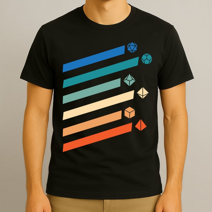 Tabletop RPG Dungeon Dice Retro Vintage D Dice T-Shirt