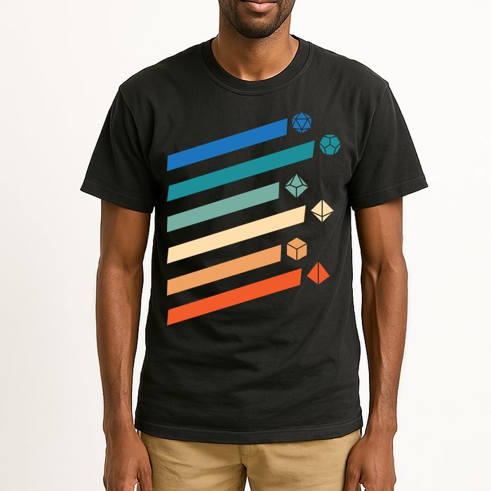 Tabletop RPG Dungeon Dice Retro Vintage D Dice Tall T-Shirt