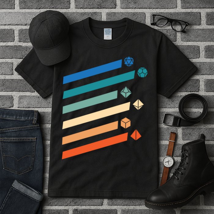 Tabletop RPG Dungeon Dice Retro Vintage D Dice Tall T-Shirt