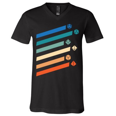 Tabletop RPG Dungeon Dice Retro Vintage D Dice V-Neck T-Shirt