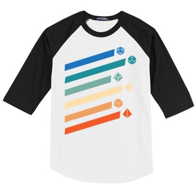 Tabletop RPG Dungeon Dice Retro Vintage D Dice Baseball Sleeve Shirt