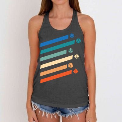 Tabletop RPG Dungeon Dice Retro Vintage D Dice Women's Knotted Racerback Tank