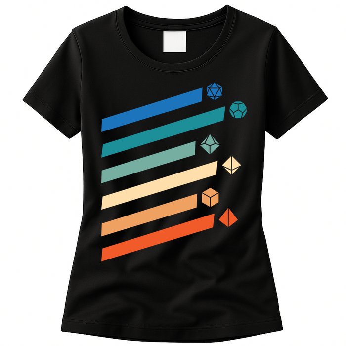 Tabletop RPG Dungeon Dice Retro Vintage D Dice Womens T-Shirt