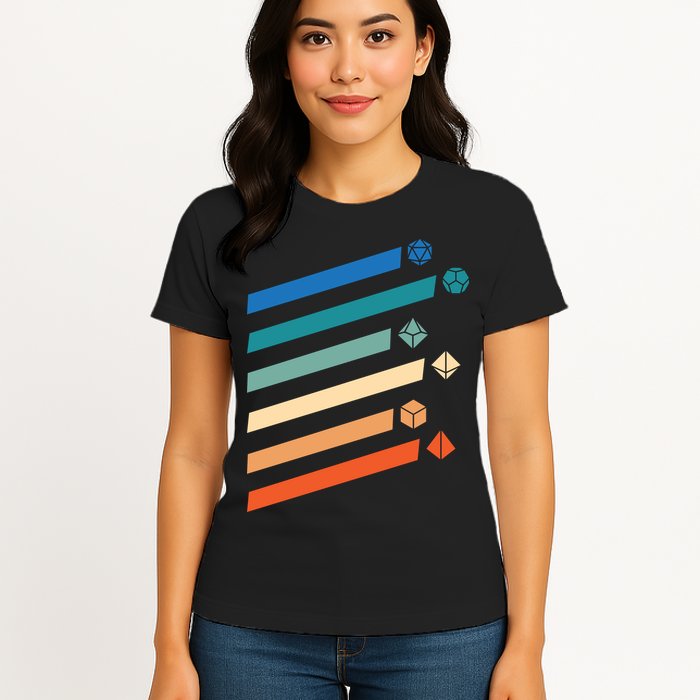 Tabletop RPG Dungeon Dice Retro Vintage D Dice Womens T-Shirt