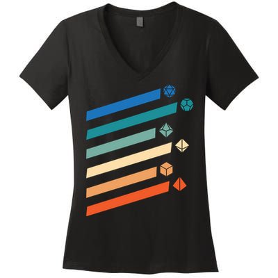 Tabletop RPG Dungeon Dice Retro Vintage D Dice Women's V-Neck T-Shirt