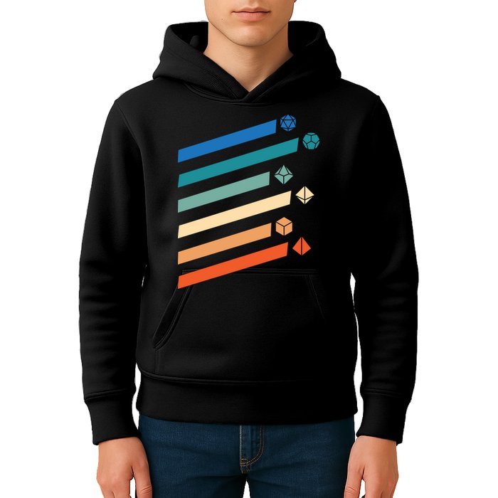 Tabletop RPG Dungeon Dice Retro Vintage D Dice Kids Hoodie