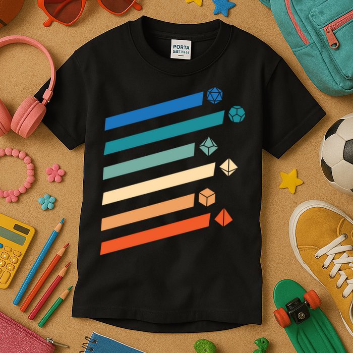 Tabletop RPG Dungeon Dice Retro Vintage D Dice Kids T-Shirt