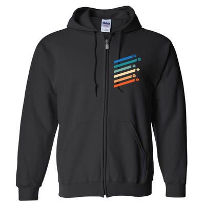 Tabletop RPG Dungeon Dice Retro Vintage D Dice Full Zip Hoodie