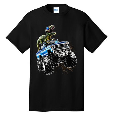 T Rex Dinosaur Monster Truck Patriotic Birthday Gift Tall T-Shirt