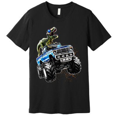 T Rex Dinosaur Monster Truck Patriotic Birthday Gift Premium T-Shirt