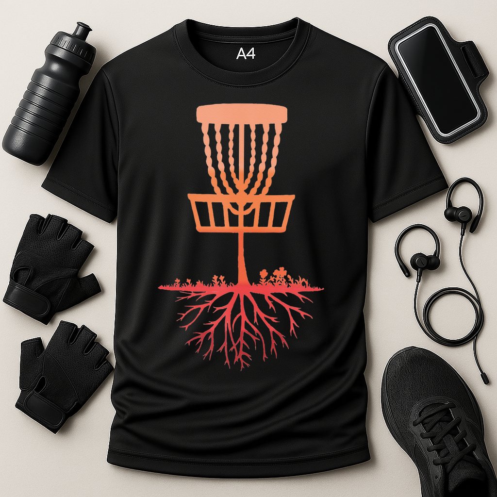 Tree Roots Disc Golf Basket Disc Golfing Frisbee Disc Golf Cooling Performance Crew T-Shirt