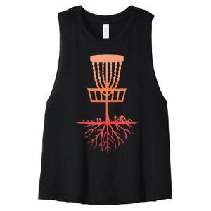 Tree Roots Disc Golf Basket Disc Golfing Frisbee Disc Golf Women's Racerback Cropped Tank