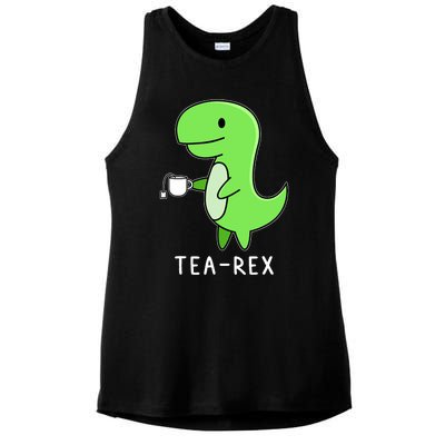 Tea Rex Dinosaur Ladies PosiCharge Tri-Blend Wicking Tank