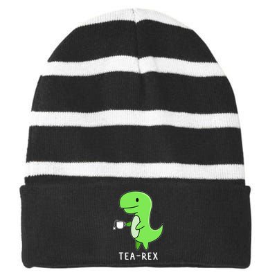 Tea Rex Dinosaur Striped Beanie with Solid Band