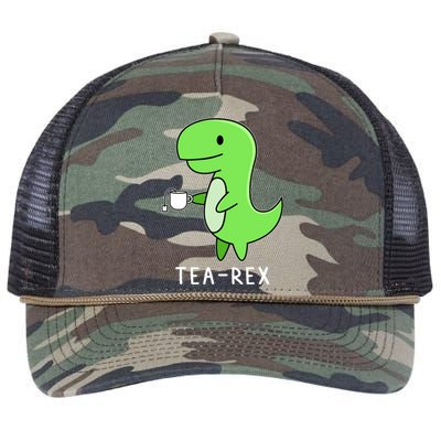 Tea Rex Dinosaur Retro Rope Trucker Hat Cap