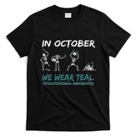 Teal Ribbon Dysautonomia Awareness Skeleton Halloween T-Shirt