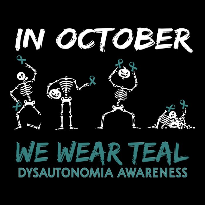 Teal Ribbon Dysautonomia Awareness Skeleton Halloween Drawstring Bag
