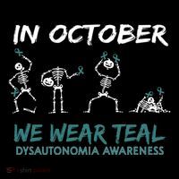 Teal Ribbon Dysautonomia Awareness Skeleton Halloween Premium T-Shirt