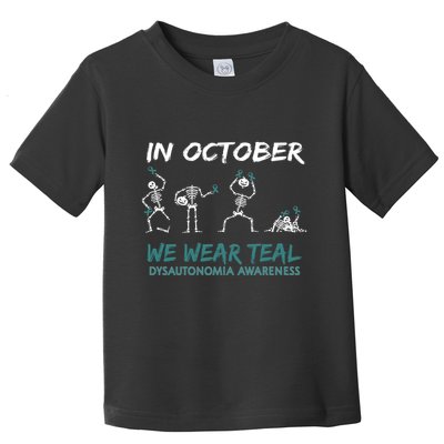 Teal Ribbon Dysautonomia Awareness Skeleton Halloween Toddler T-Shirt