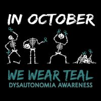 Teal Ribbon Dysautonomia Awareness Skeleton Halloween Women's V-Neck T-Shirt