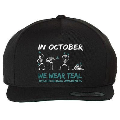 Teal Ribbon Dysautonomia Awareness Skeleton Halloween Wool Snapback Cap