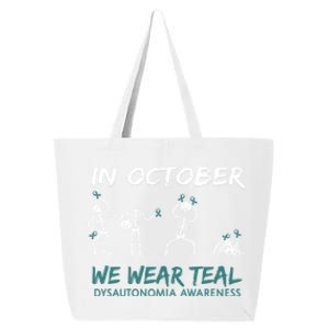 Teal Ribbon Dysautonomia Awareness Skeleton Halloween 25L Jumbo Tote