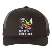 T Rex Dinosaur Monster Truck 4th Birthday And Yupoong Adult 5-Panel Trucker Hat