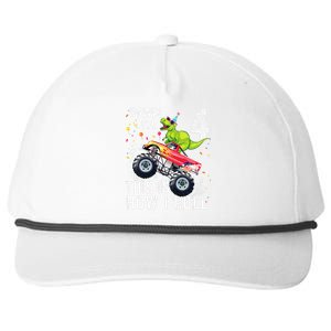 T Rex Dinosaur Monster Truck 4th Birthday And Snapback Five-Panel Rope Hat