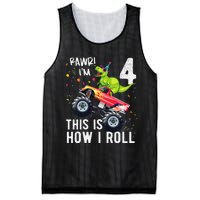 T Rex Dinosaur Monster Truck 4th Birthday And Mesh Reversible Basketball Jersey Tank