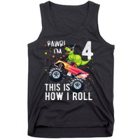 T Rex Dinosaur Monster Truck 4th Birthday And Tank Top