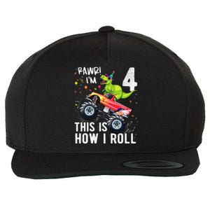 T Rex Dinosaur Monster Truck 4th Birthday And Wool Snapback Cap