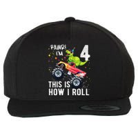 T Rex Dinosaur Monster Truck 4th Birthday And Wool Snapback Cap