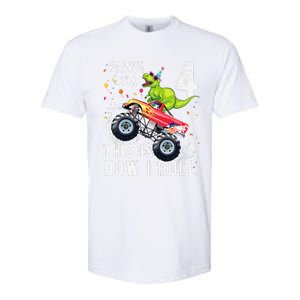 T Rex Dinosaur Monster Truck 4th Birthday And Softstyle CVC T-Shirt