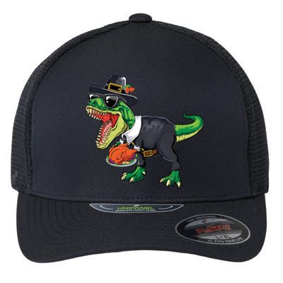 T Rex Dinosaurs With Turkey And Funny Thanksgiving Costume Gift Flexfit Unipanel Trucker Cap