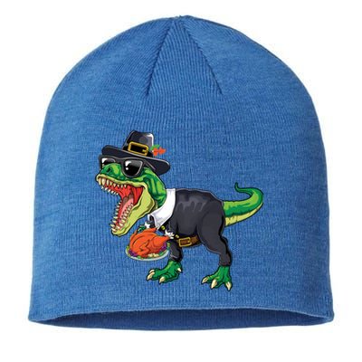 T Rex Dinosaurs With Turkey And Funny Thanksgiving Costume Gift Sustainable Beanie