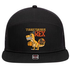 Turkeysaurus Rex Dab Turkey Dino Thanksgiving 7 Panel Mesh Trucker Snapback Hat