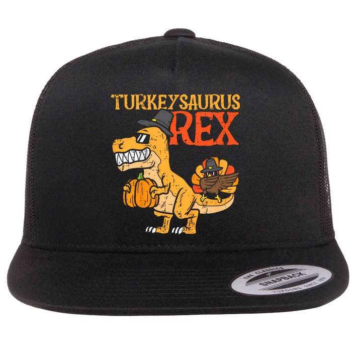 Turkeysaurus Rex Dab Turkey Dino Thanksgiving Flat Bill Trucker Hat