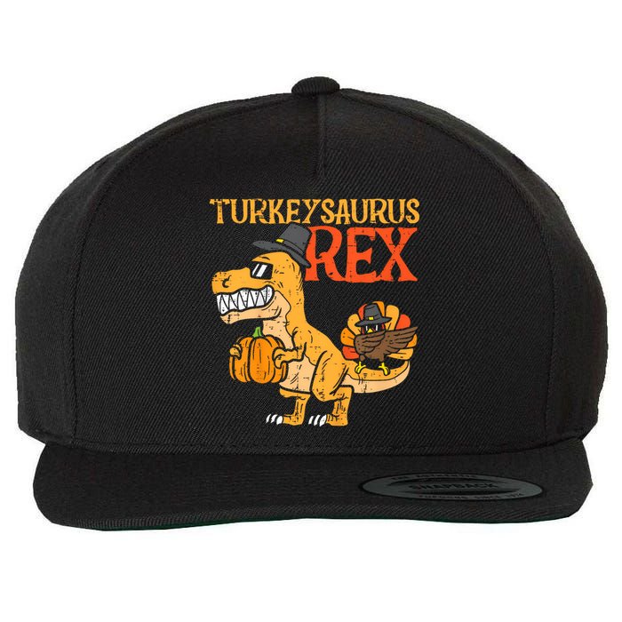 Turkeysaurus Rex Dab Turkey Dino Thanksgiving Wool Snapback Cap