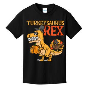 Turkeysaurus Rex Dab Turkey Dino Thanksgiving Kids T-Shirt