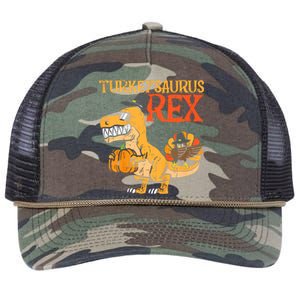 Turkeysaurus Rex Dab Turkey Dino Thanksgiving Retro Rope Trucker Hat Cap