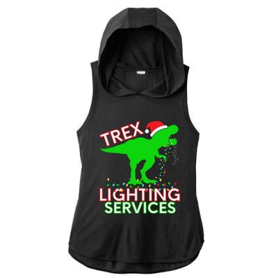 T Rex Dinosaur Christmas Lighting Tree Rex Gift Ladies PosiCharge Tri-Blend Wicking Draft Hoodie Tank