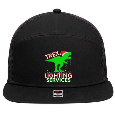 T Rex Dinosaur Christmas Lighting Tree Rex Gift 7 Panel Mesh Trucker Snapback Hat
