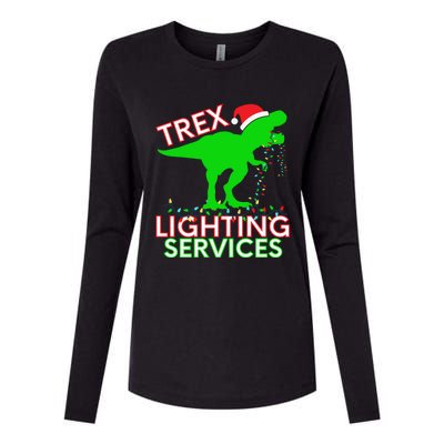 T Rex Dinosaur Christmas Lighting Tree Rex Gift Womens Cotton Relaxed Long Sleeve T-Shirt