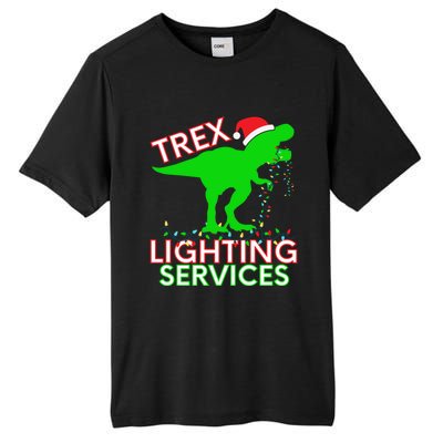 T Rex Dinosaur Christmas Lighting Tree Rex Gift Tall Fusion ChromaSoft Performance T-Shirt