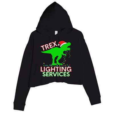 T Rex Dinosaur Christmas Lighting Tree Rex Gift Crop Fleece Hoodie