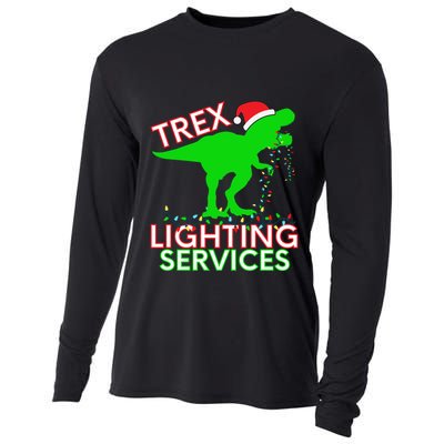 T Rex Dinosaur Christmas Lighting Tree Rex Gift Cooling Performance Long Sleeve Crew