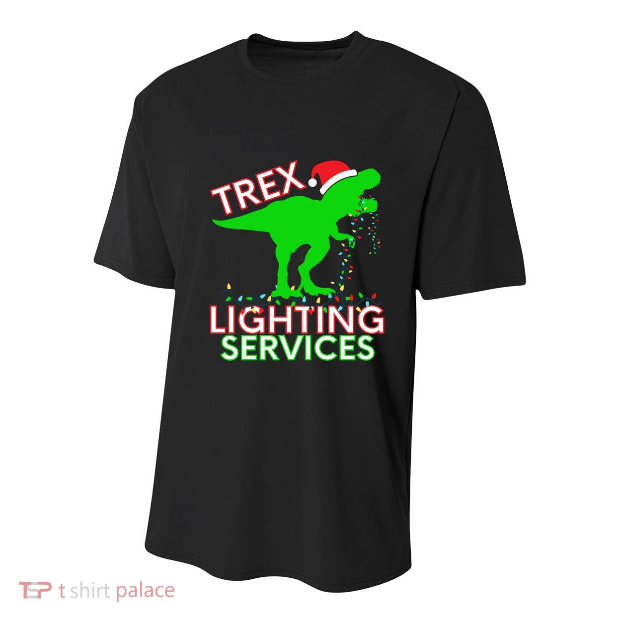 T Rex Dinosaur Christmas Lighting Tree Rex Gift Youth Performance Sprint T-Shirt