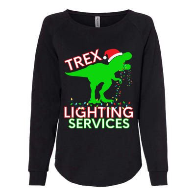 T Rex Dinosaur Christmas Lighting Tree Rex Gift Womens California Wash Sweatshirt